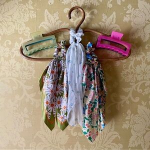 NWOT Hair Accessories: Scarf Scrunchies & Hair Clips